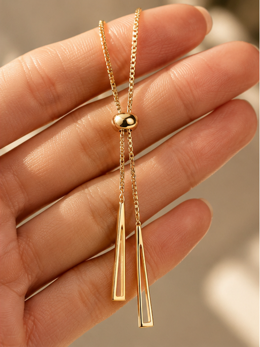 18K gold plated bolo chain necklace close-up showing anti-tarnish finish – JeevaFashions