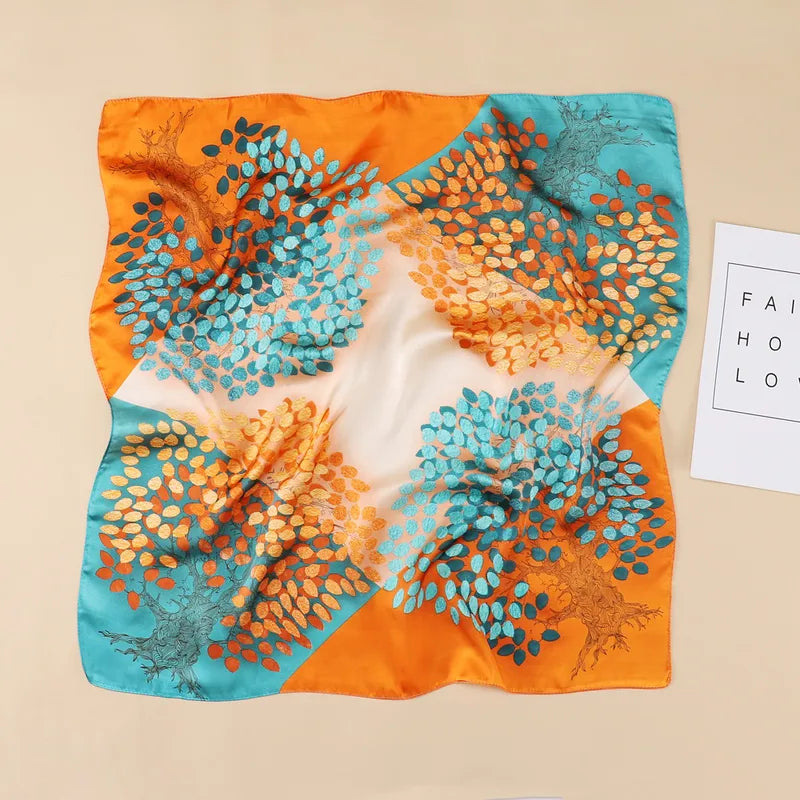 Satin Scarf – Orange & Blue