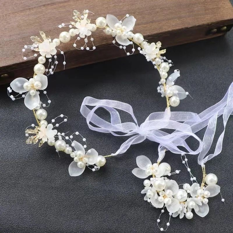 Floral wreath headband pearl detail for girls JeevaFashions