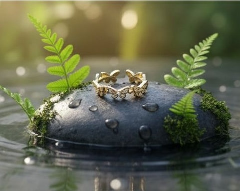 Stackable gold butterfly ring for women daily wear