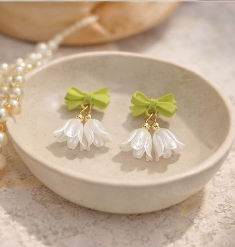 Gold tone floral drop earrings for women and girls JeevaFashions