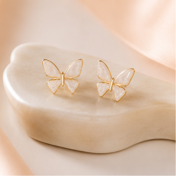Lightweight gold butterfly stud earrings for daily wear JeevaFashions