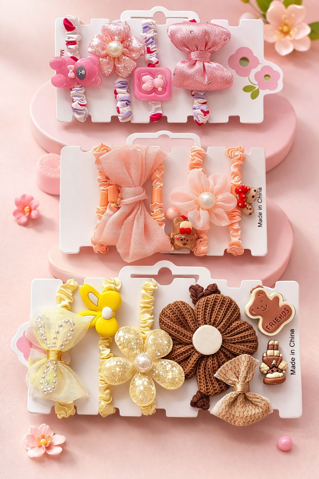 Assorted mixed hair bands set on card – everyday elastic hair accessories for women and girls India