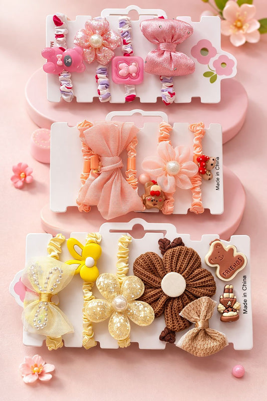 Assorted mixed hair bands set on card – everyday elastic hair accessories for women and girls India