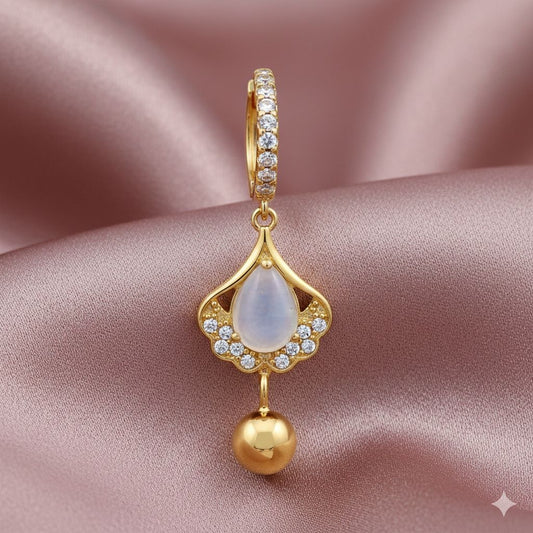 Opaline teardrop earrings close up detail JeevaFashions
