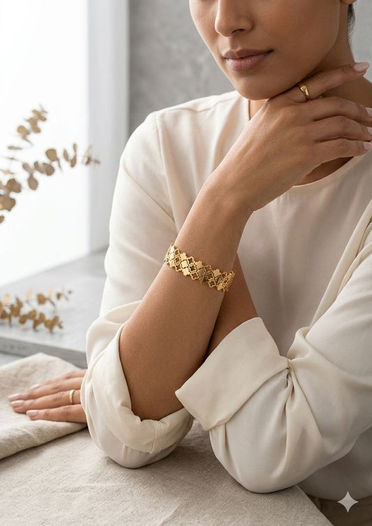 Rose gold kada bracelet close up detail JeevaFashions