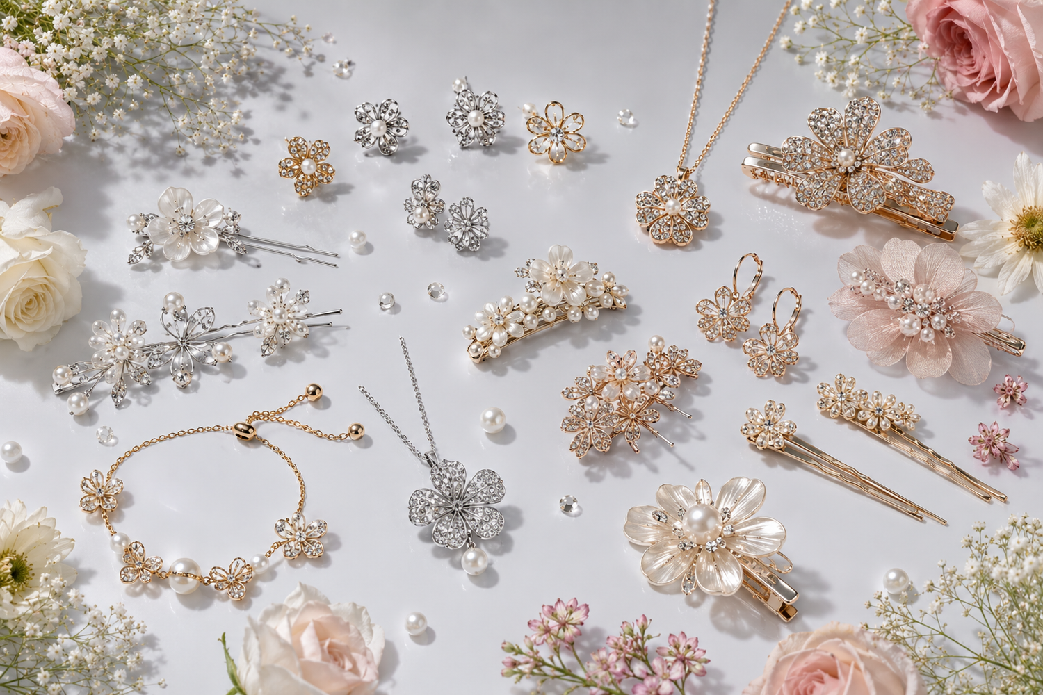 floral shape jewellery and hairr accessory collection