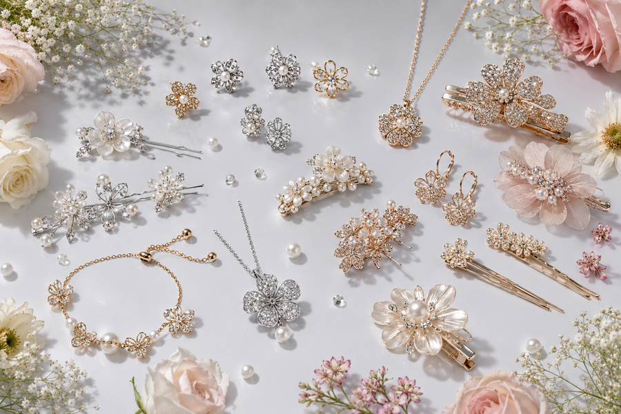 floral shape jewellery and hairr accessory collection