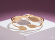Adjustable gold cuff bracelet with cubic zirconia crystals closeup - jeevafashions