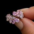 Pink vine cluster ring rhodium plated for women - JeevaFashions