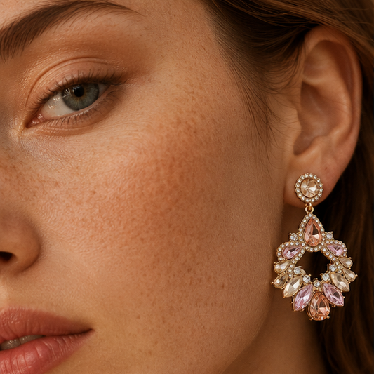 Floral Crystal Statement Earrings – Bridal Wear for Women