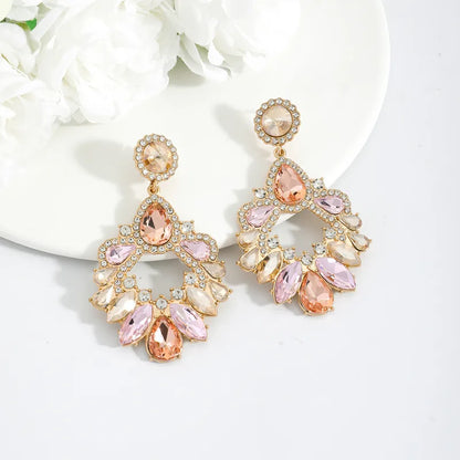 Floral Crystal Statement Earrings – Bridal Wear for Women