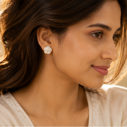 Anti-tarnish floral faux pearl earrings for daily wear for women JeevaFashions