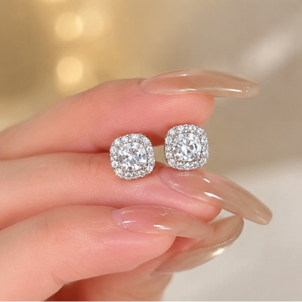 Anti-tarnish silver CZ cluster earrings for women JeevaFashions