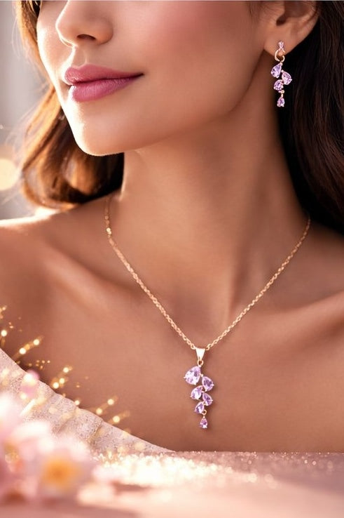 antitarnish pendant with pink crystals for women