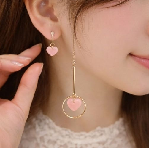 Asymmetric heart earrings styled for casual wear JeevaFashions