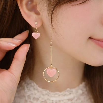 Asymmetric heart earrings styled for casual wear JeevaFashions