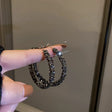 Black crystal pave hoop earrings vintage style daily party wear for women JeevaFashions