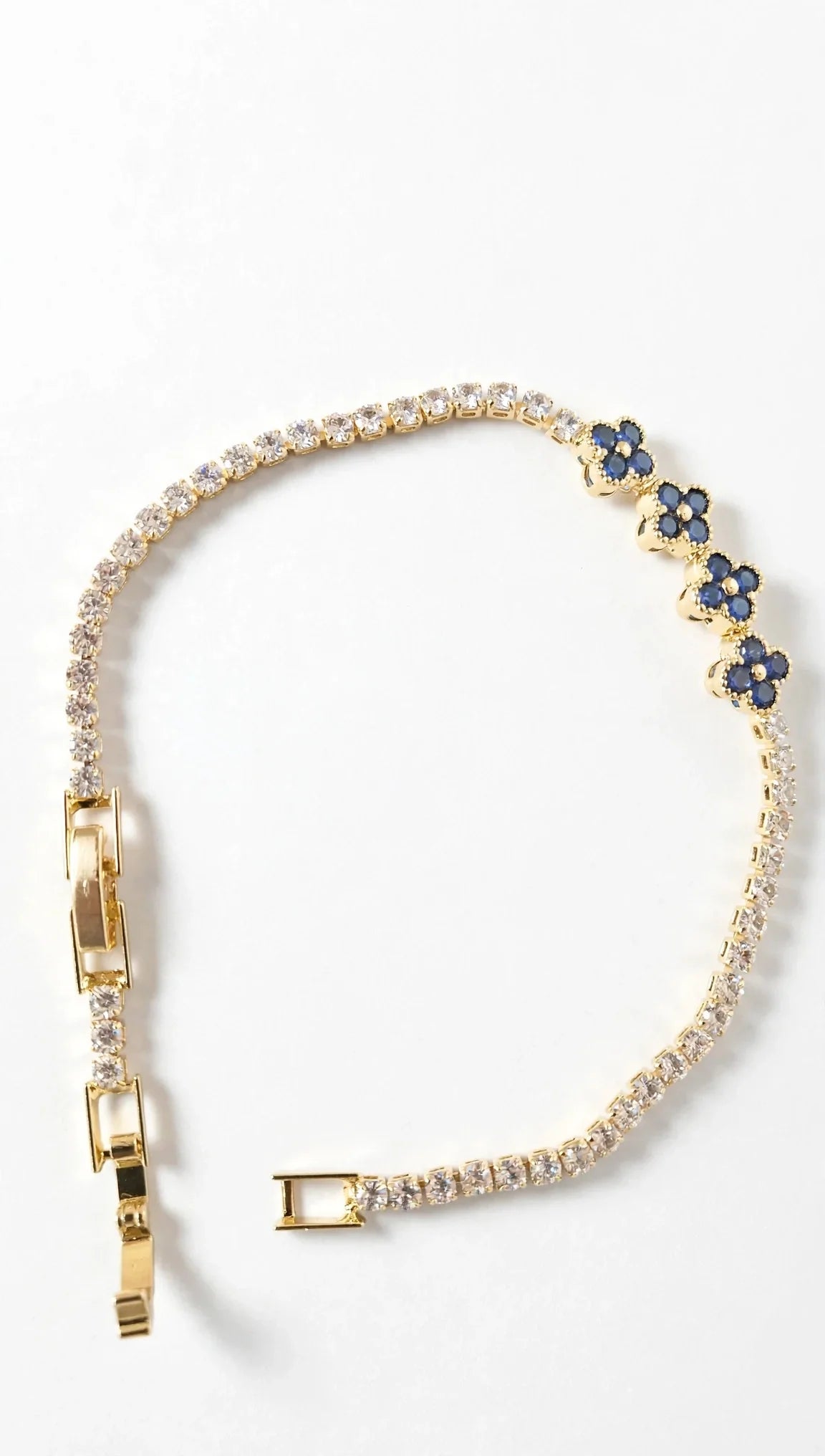 Blue clover tennis bracelet with toggle clasp for women JeevaFashions