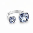 Blue crystal open ring silver dual stone adjustable for women at JeevaFashions