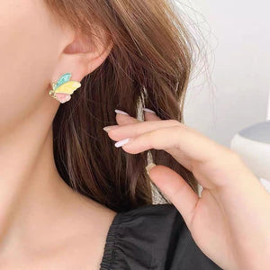 blush pink blue peach butterfly stud earrings gold tone women JeevaFashions