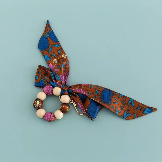 Botanical garden ribbon keychain with beaded bracelet for women JeevaFashions