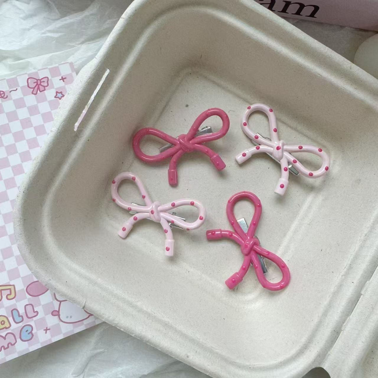 Cute bow knot hair clip worn in hair – styling accessory for school college and casual outings