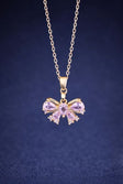 Bow pendant necklace with pink crystals gold jewellery