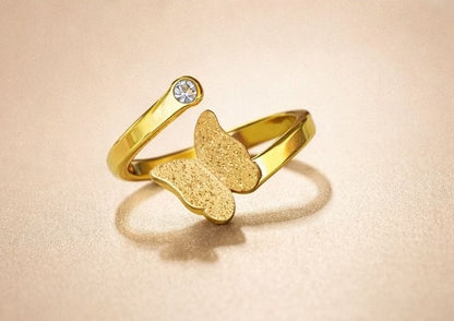 Butterfly ring styled on hand close up JeevaFashions