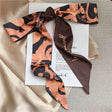 Caramel and onyx abstract silk-feel skinny scarf for women JeevaFashions