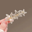 Cat eye pearl triple star hair clip gold tone JeevaFashions