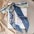 Cerulean village silk-feel skinny scarf hair ribbon for women JeevaFashions