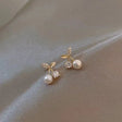 Cherry blossom pearl crystal stud earrings for women JeevaFashions