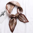 Coffee brown leaf print hair ribbon for women JeevaFashions