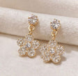 Crystal flower drop earrings in gold tone – lightweight dangle earrings for Indian women – daily wear and festive occasions