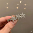 Crystal pave five-pointed star silver hairclip for women JeevaFashions