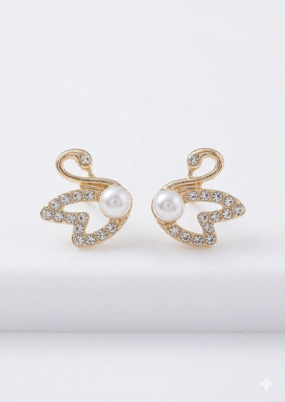 Crystal swan stud earrings for women JeevaFashions