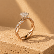 crystal twisted band statement ring rose gold tone JeevaFashions
