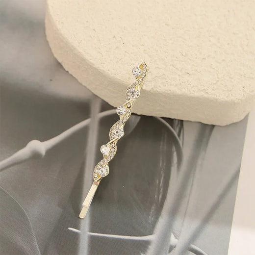 Crystal wave hair pin CZ gold-tone bobby pin party bridal wear for women JeevaFashions