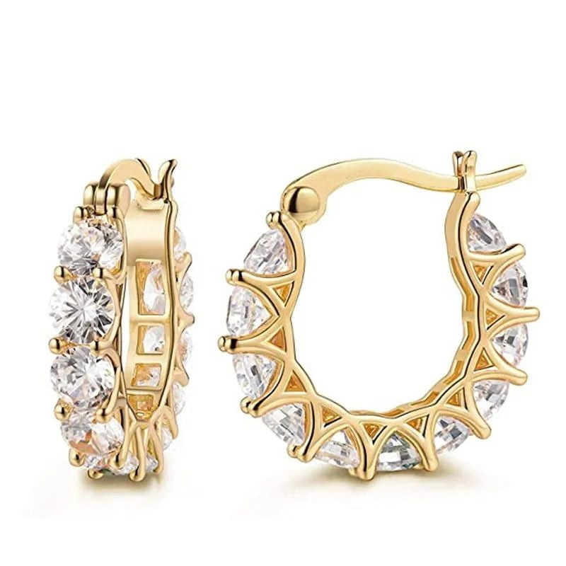 CZ huggie hoop earrings in gold plating – Korean style daily wear jewellery for Indian women
