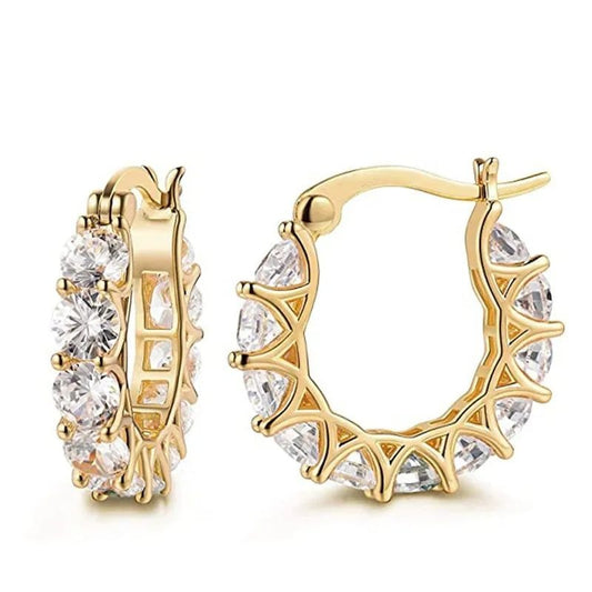 CZ huggie hoop earrings in gold plating – Korean style daily wear jewellery for Indian women