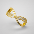 CZ infinity band ring in gold-tone stainless steel – sparkling cubic zirconia infinity design for daily wear and festive occasions for Indian women