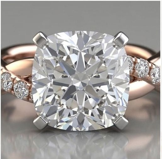 CZ statement ring side view rose gold JeevaFashions