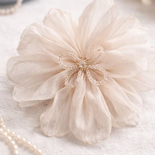 Elegant off white floral hair clip chic statement accessory JeevaFashions