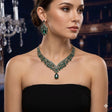 emerald green rhinestone necklace set - jeevafashions