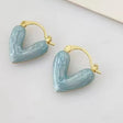 Enamel heart hoop earrings light blue gold plated daily occasion wear for women JeevaFashions