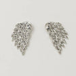 Ethereal silver angel wing textured stud earrings for women JeevaFashions