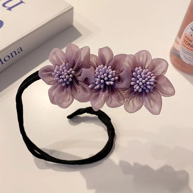 Floral bun curler stick purple colourway JeevaFashions