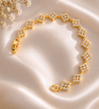 Floral diamond-cut tennis bracelet gold and silver tone JeevaFashions