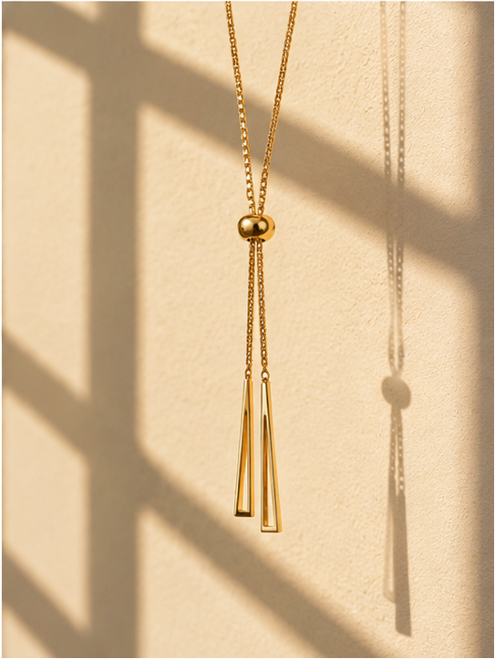 Waterproof gold plated lariat necklace styled for party wear and Indian festive occasions – JeevaFashions